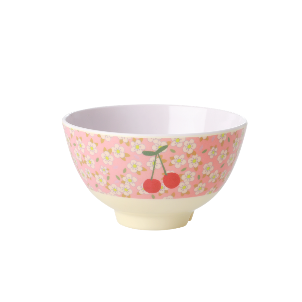 Small Flower & Cherry  Print Small Melamine Bowl By Rice DK